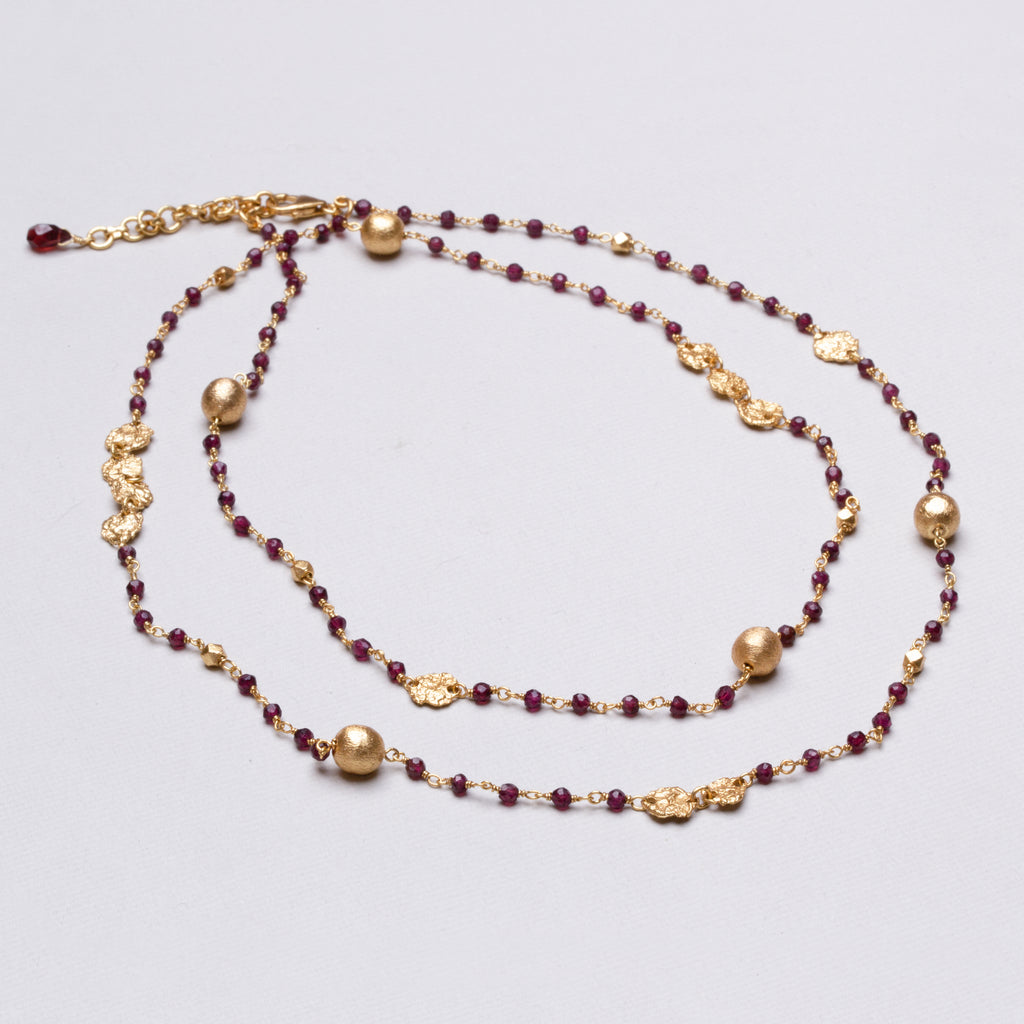 Long Gold-plated Chain Necklace with Amethyst