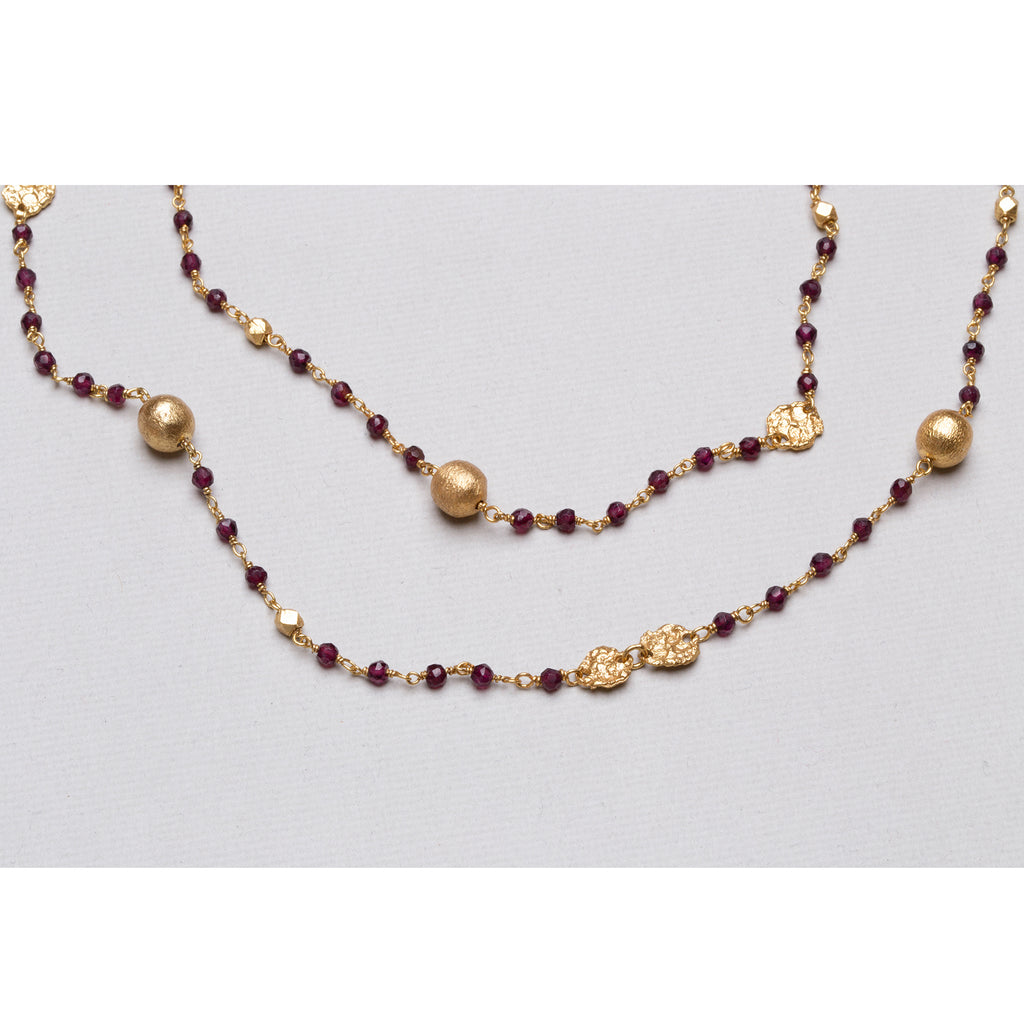 Long Gold-plated Chain Necklace with Amethyst