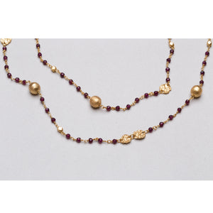 Long Gold-plated Chain Necklace with Amethyst