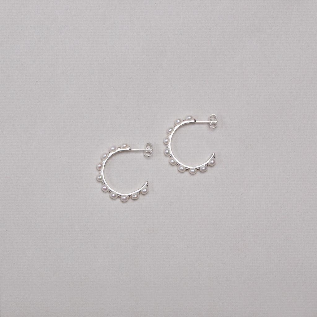 Pearl Stud Hoop Earrings