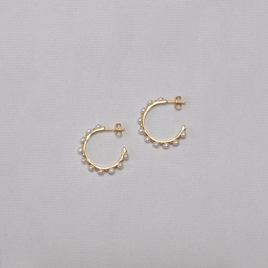Pearl Stud Hoop Earrings
