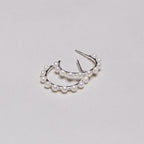 Pearl Stud Hoop Earrings