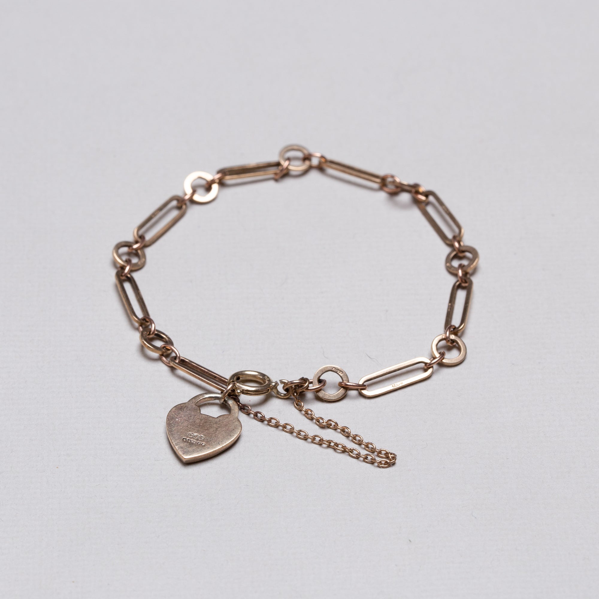 Georg Jensen 9ct Gold Heart Charm Chain Bracelet