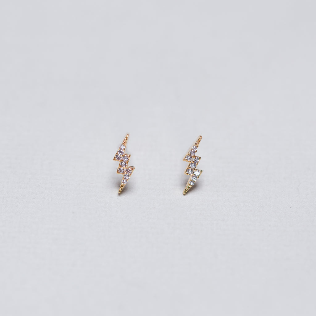 Lightning Bolt Stud Earrings with Cubic Zirconia