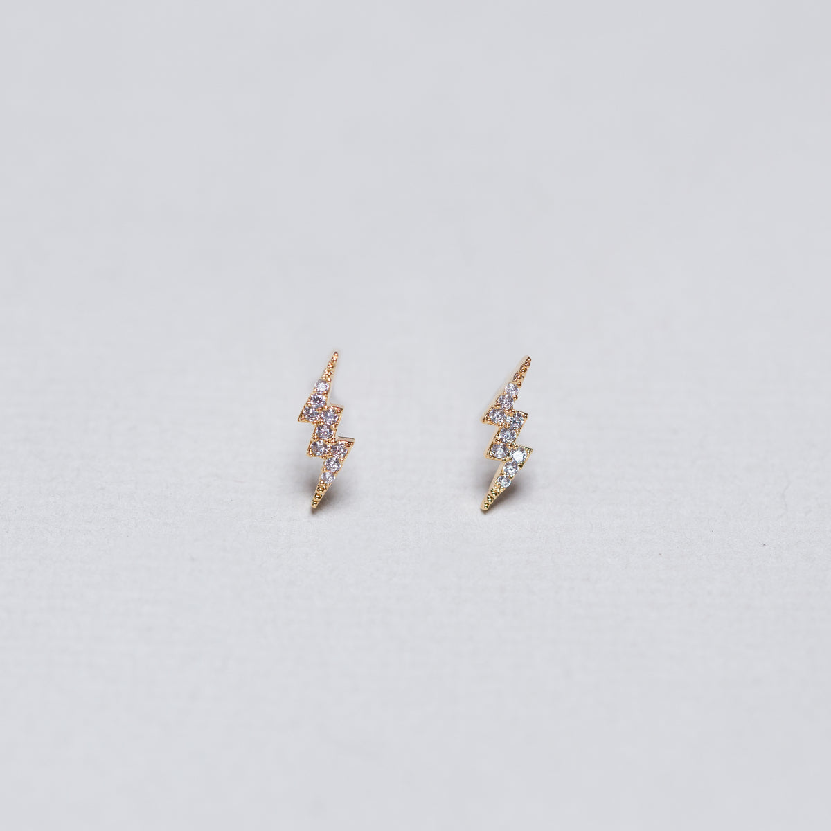 Lightning Bolt Stud Earrings with Cubic Zirconia