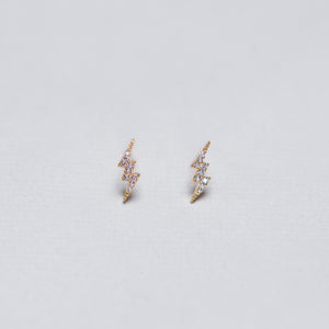 Lightning Bolt Stud Earrings with Cubic Zirconia
