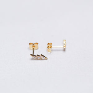 Lightning Bolt Stud Earrings with Cubic Zirconia