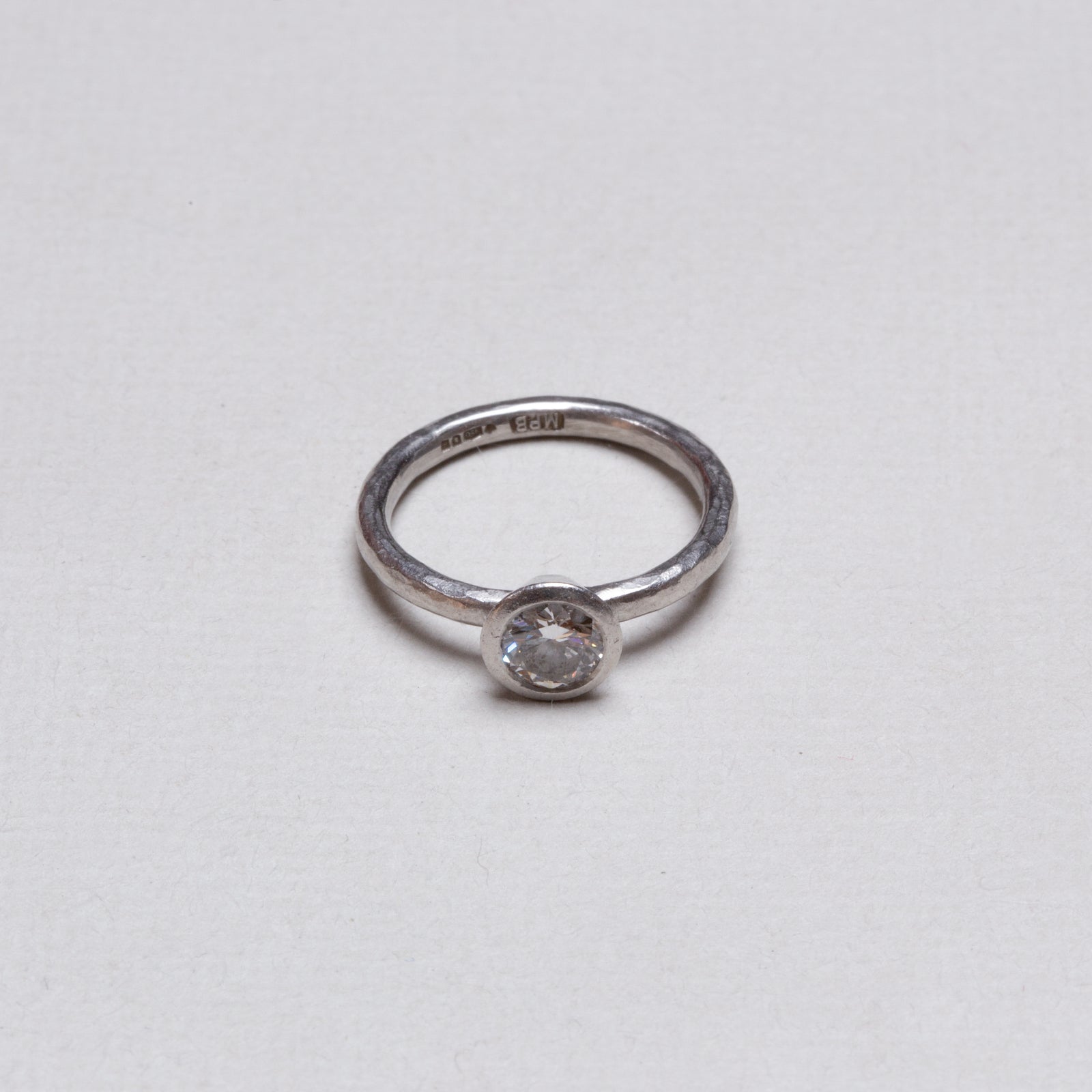 Pinched Platinum Diamond Ring