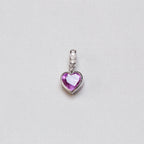 18ct White Gold Heart Charm with Diamonds and Pink Tourmaline