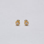 Gold-plated Flower Stud Cartilage Earrings with Cubic Zirconia