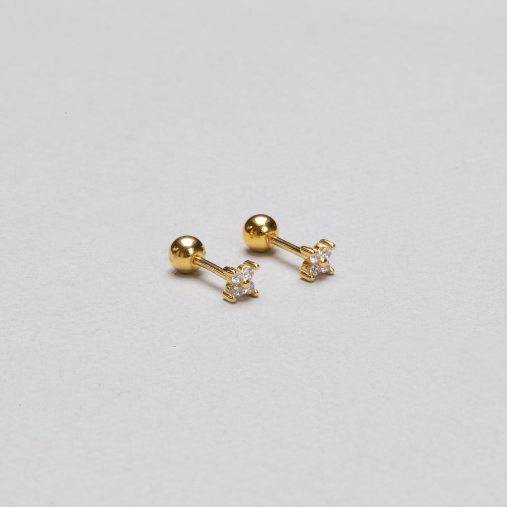 Gold-plated Zirconia Flower Stud Cartilage Earring