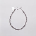 Vintage Sterling Silver Heart Tag Toggle Chain Necklace