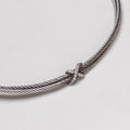 Vintage Cable Silver Choker Necklace with Diamonds