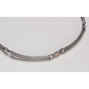 Vintage Cable Silver Choker Necklace with Diamonds
