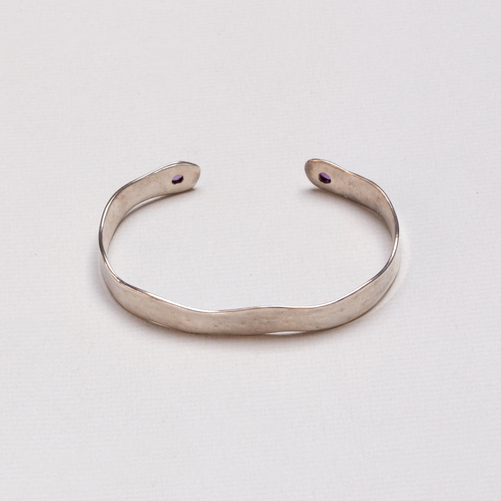Sterling Silver Bangle Bracelet with Amethyst