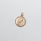 Vintage Gold Madonna Pendant with Black Diamonds