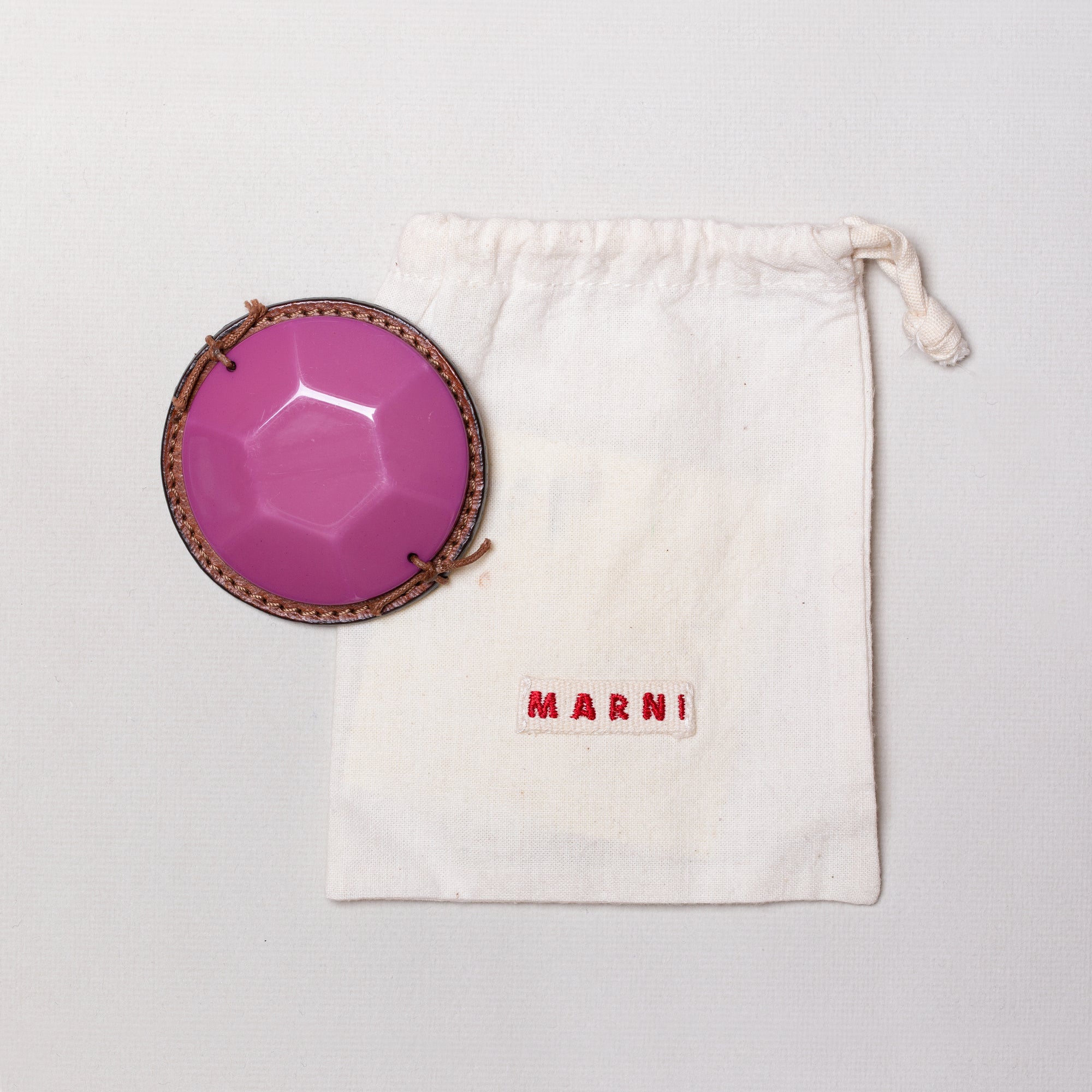 Vintage Marni Leather and Resin Brooch