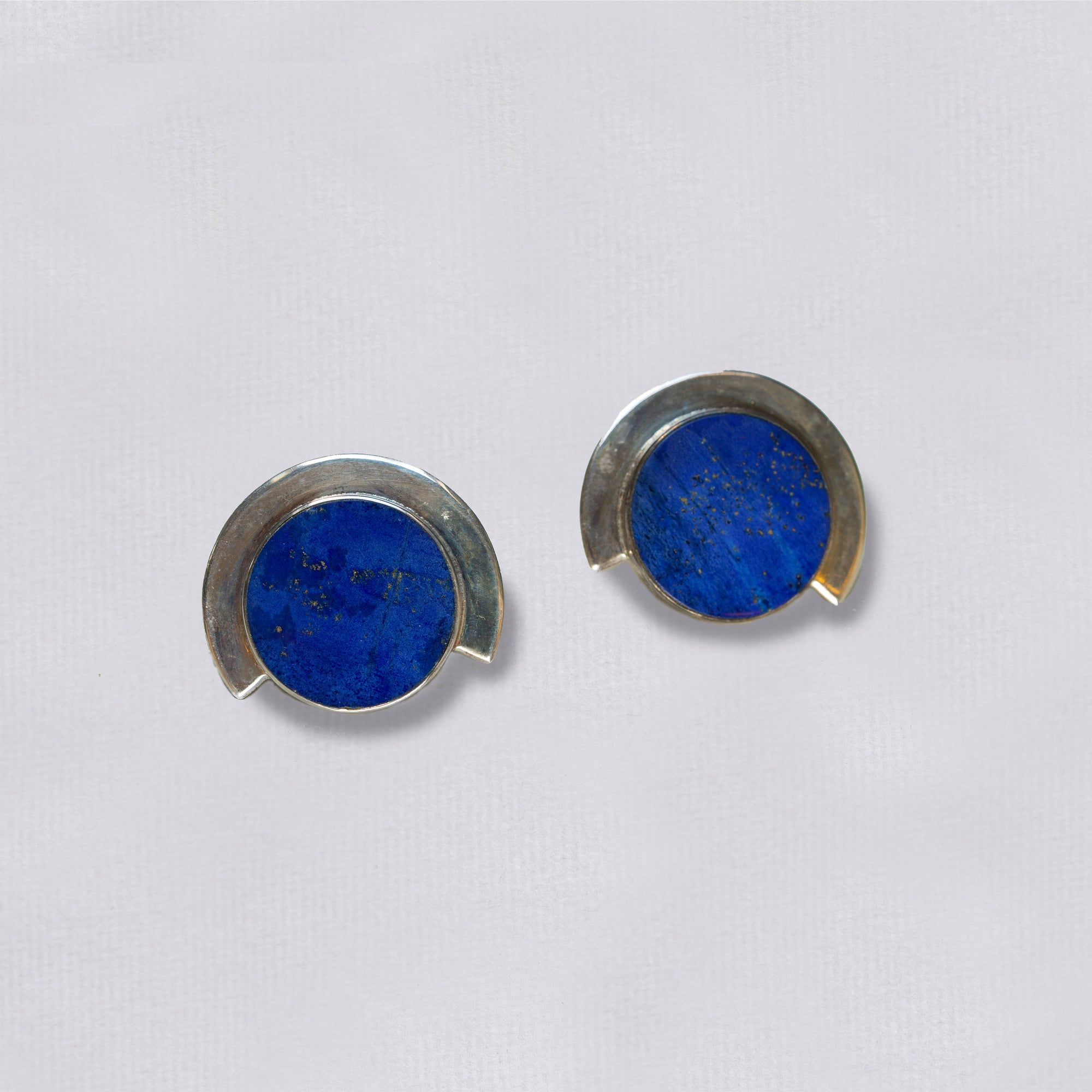 Silver Stud Earrings with Lapis