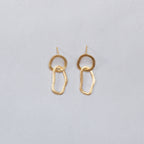 Double Oval Drop Stud Earrings