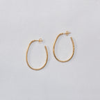 Textured Gold Oval Stud Hoop Earrings