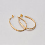 Textured Gold Oval Stud Hoop Earrings