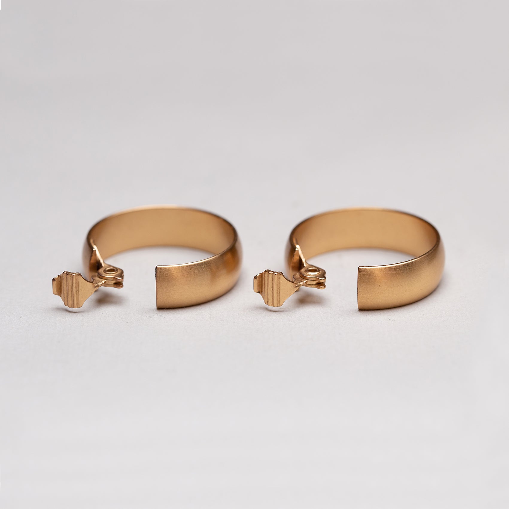 Vintage Matte Gold Clip-on Hoop Earrings