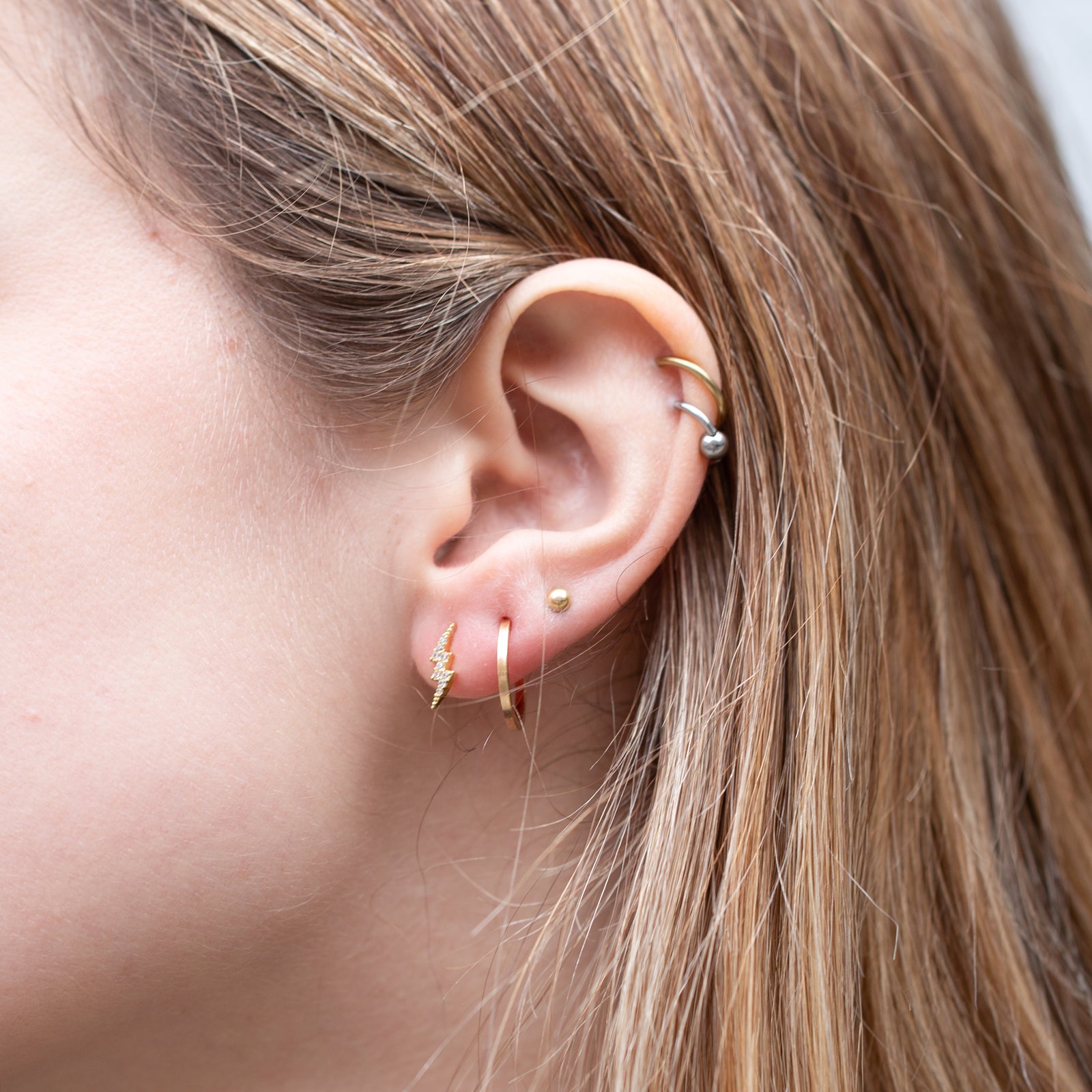 Lightning Bolt Stud Earrings with Cubic Zirconia