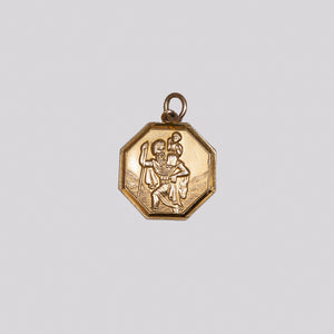 Vintage Octagonal Gold St. Christopher Pendant