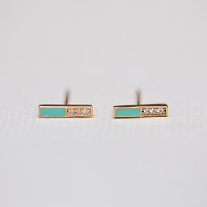 Turquoise Bar Stud Earrings