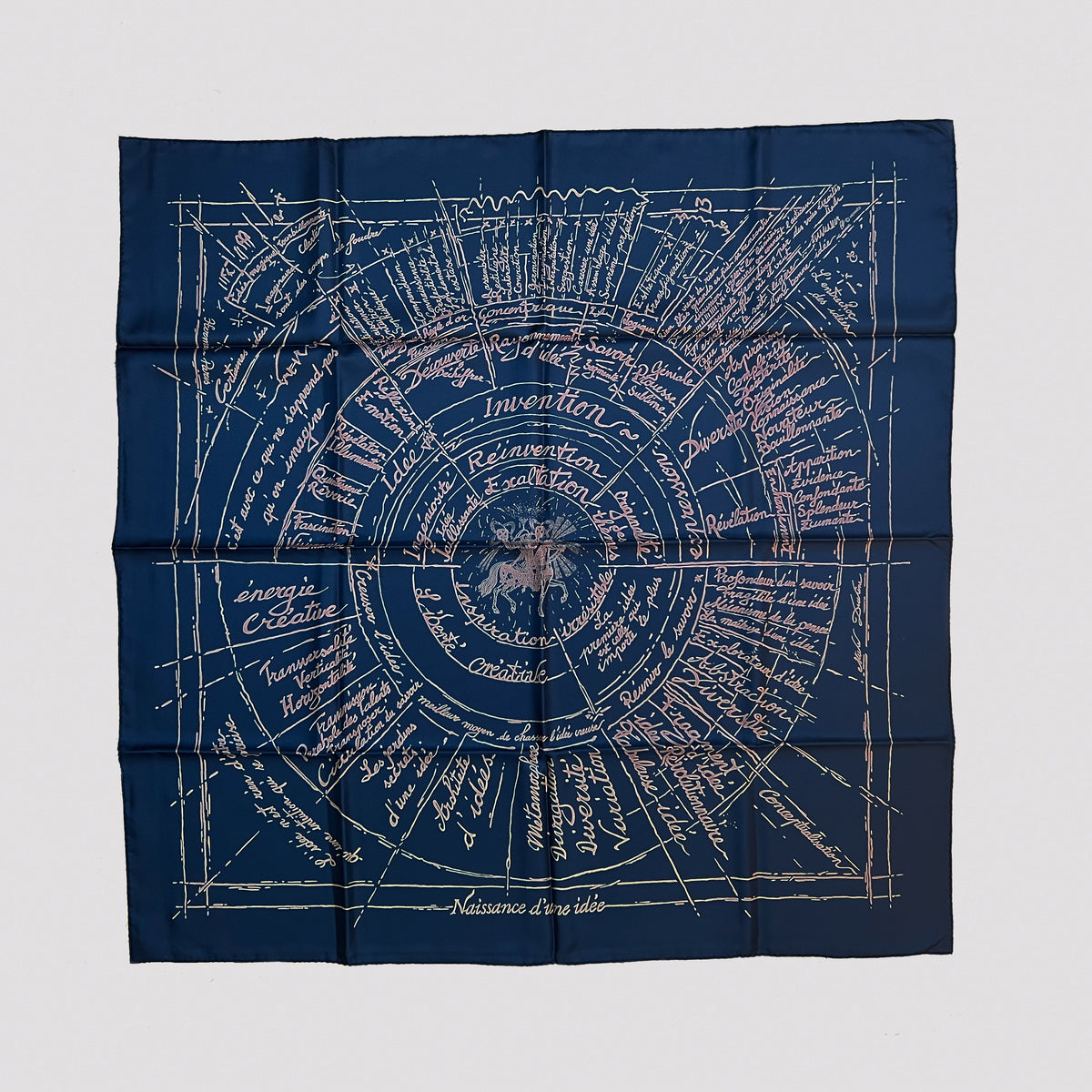 Vintage Hermes Silk Scarf "Naissance d'une Idée"