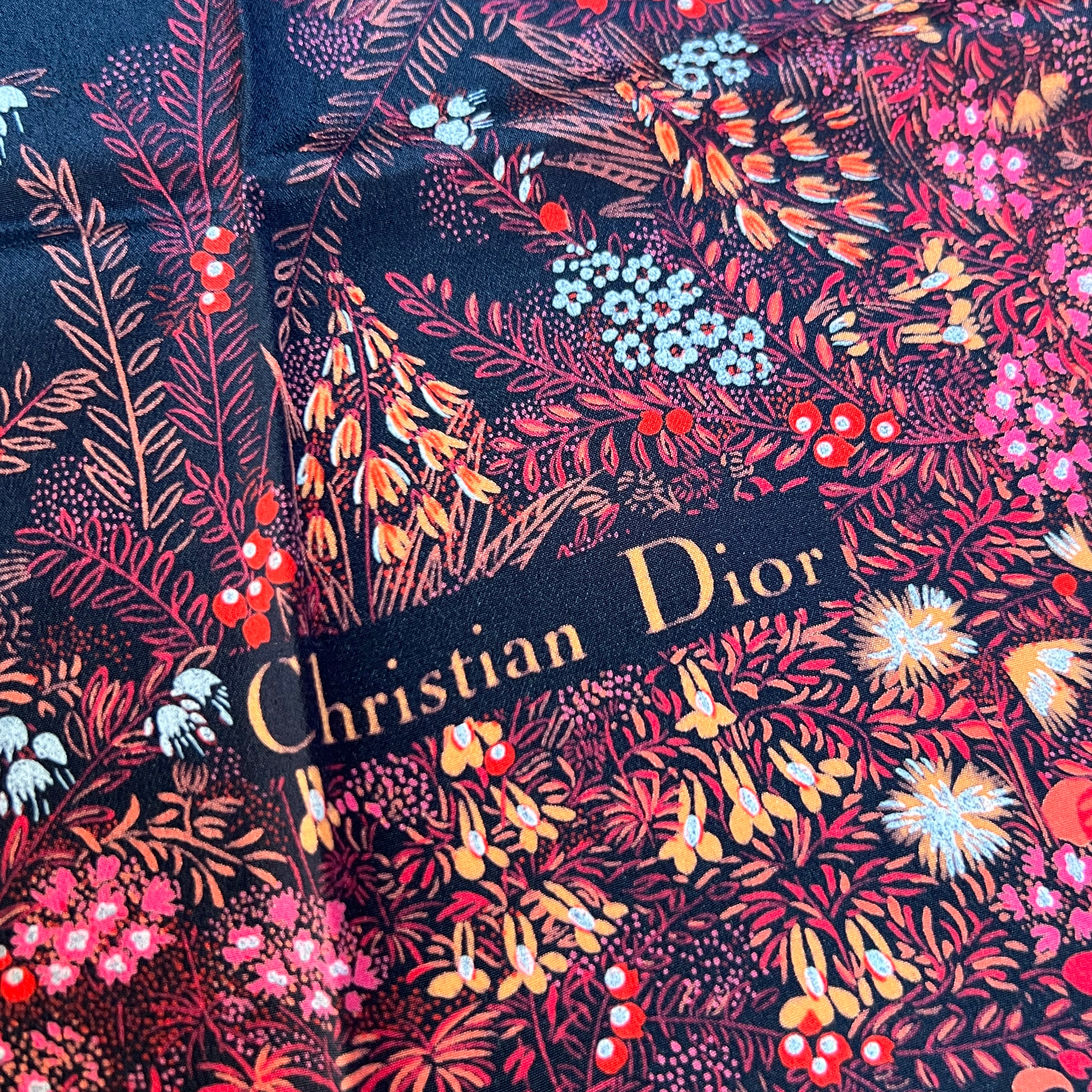 CHRISTIAN Dior Vintage RedBlueWhite Woven Print 70 Square Silk Scarf   The Purse Ladies