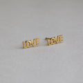 felt gold plated silver LOVE stud earrings
