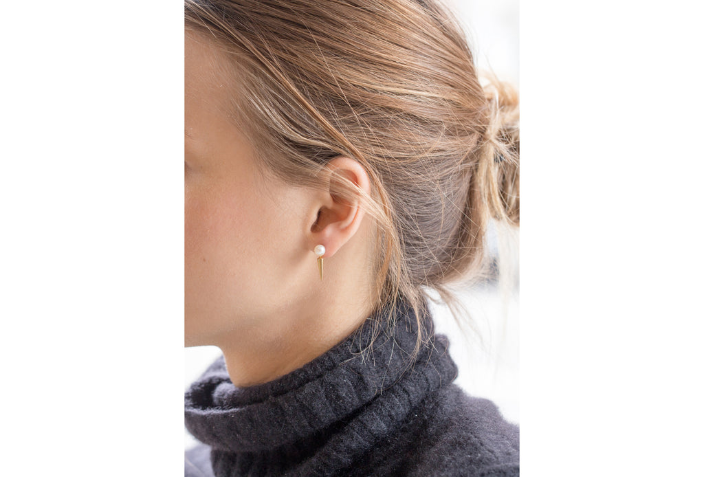Pearl and Spike Stud Earrings