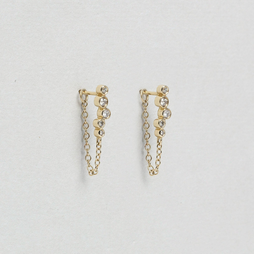 Constellation Gold Chain Diamond Stud Earrings