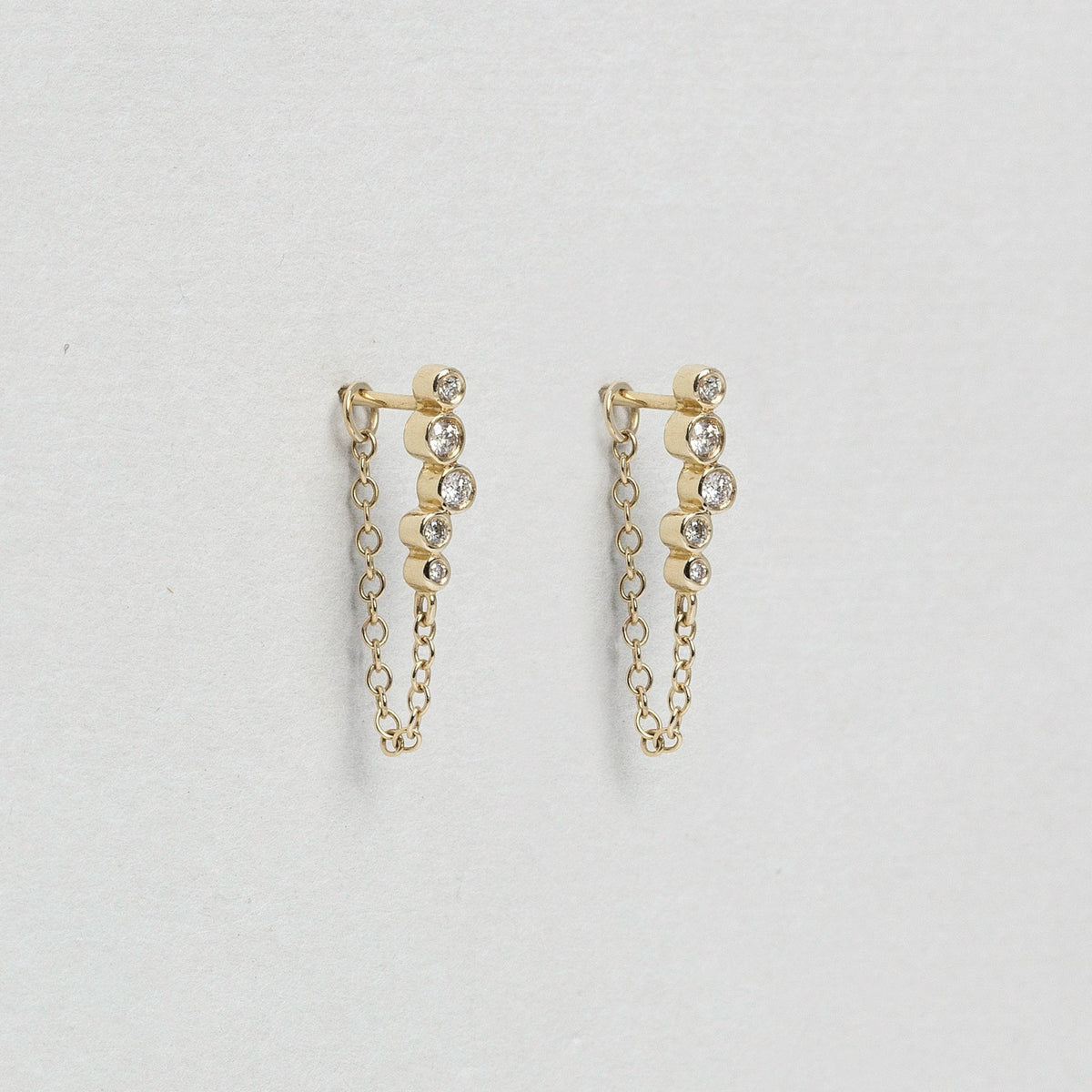Constellation Gold Chain Diamond Stud Earrings