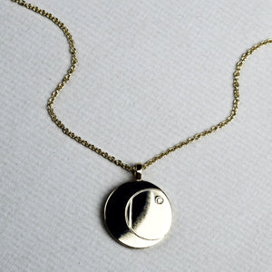 Gold Disc Initial Pendant with Diamond