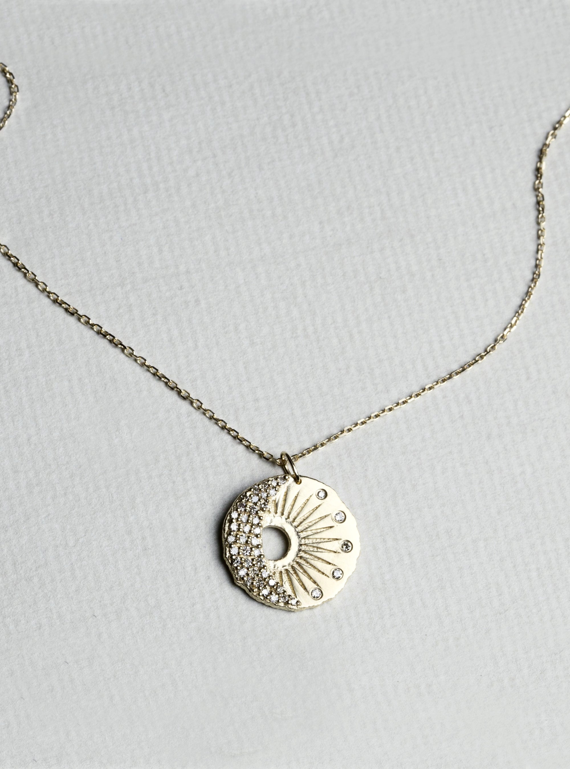 Sun and Moon Diamond Disc Necklace