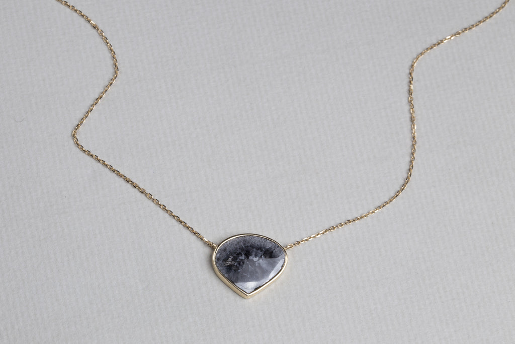 Grey Diamond Slice Necklace