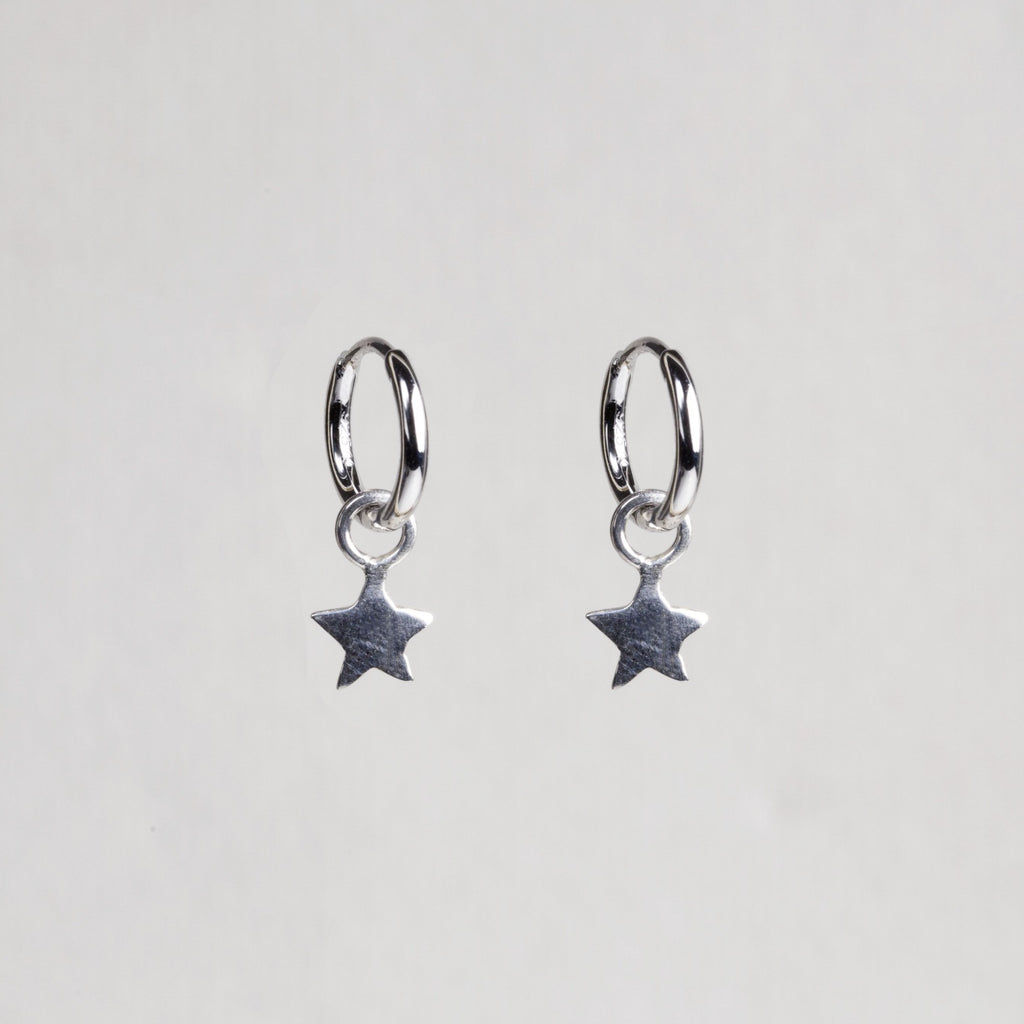 Charmed Hoop Earrings - Stars in Sterling Silver