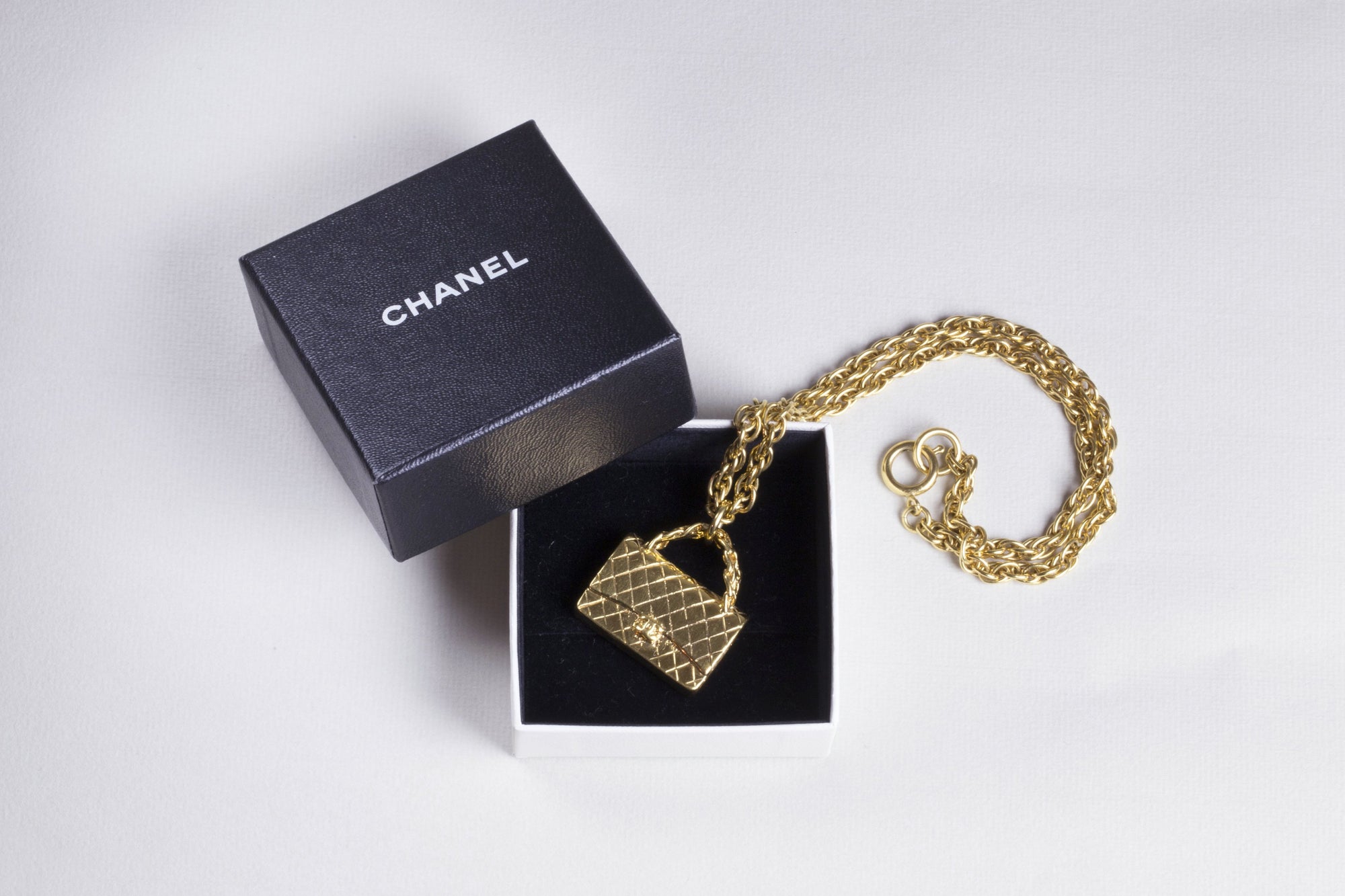 Vintage Chanel Matrasse Bag Charm Necklace