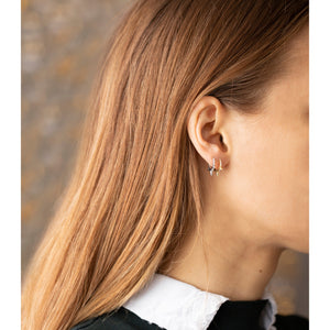 Spiked Hoop Huggies Earrings with Cubic Zirconia