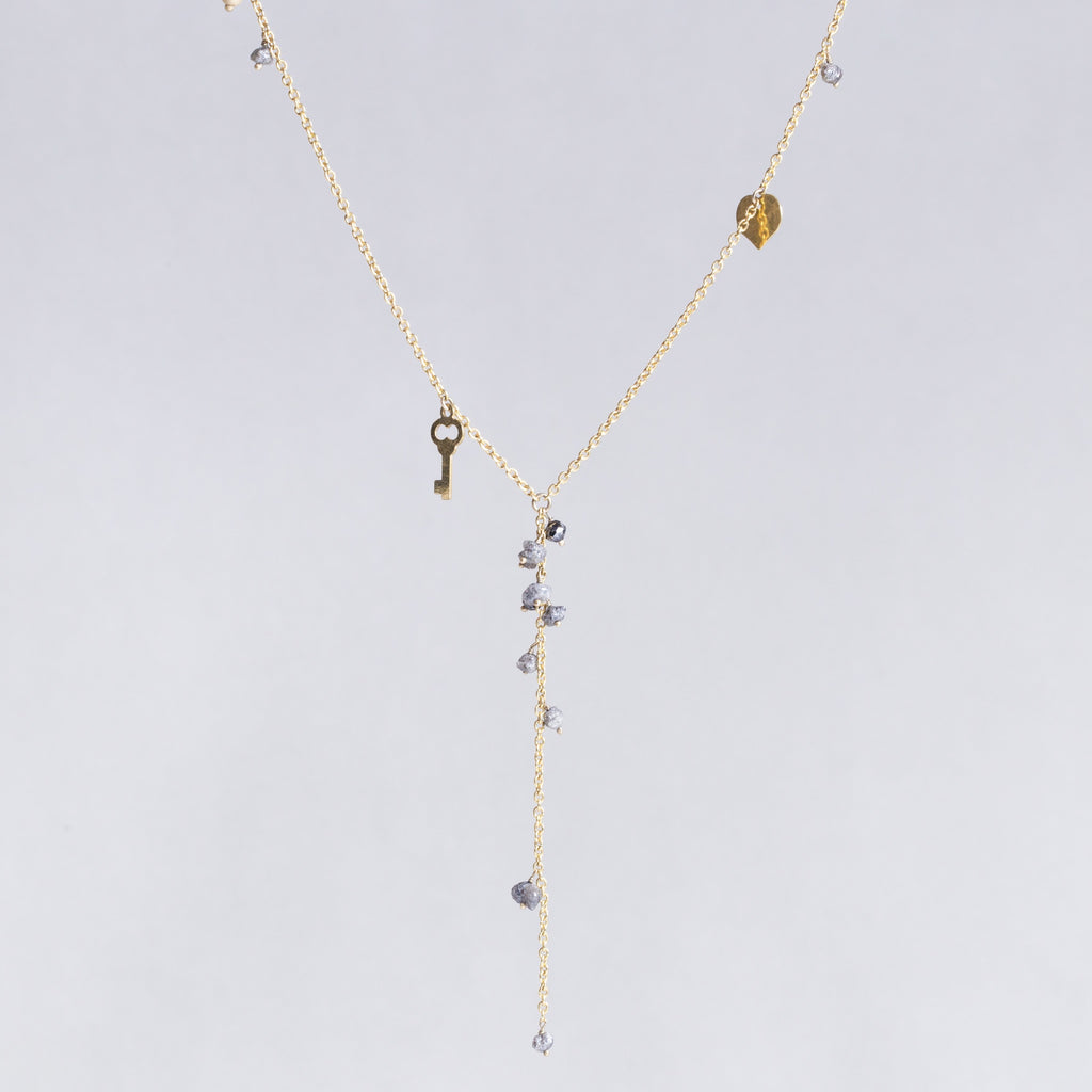 22ct Gold Heart and Key Necklace