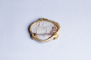 Yellow Agate and Gold Brooch
