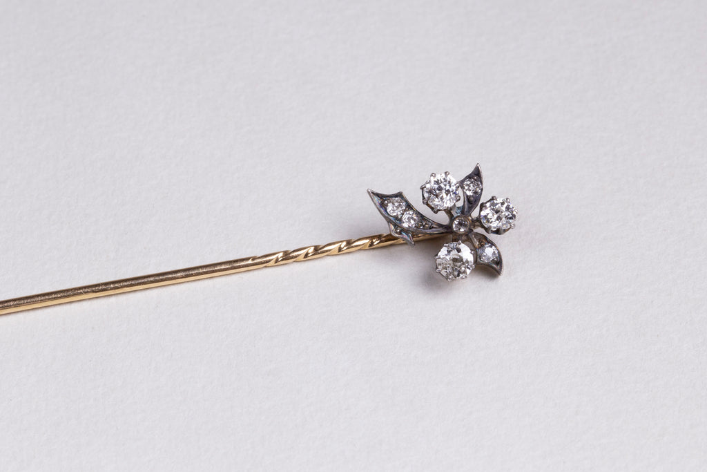 Victorian Flower Stickpin with Diamonds