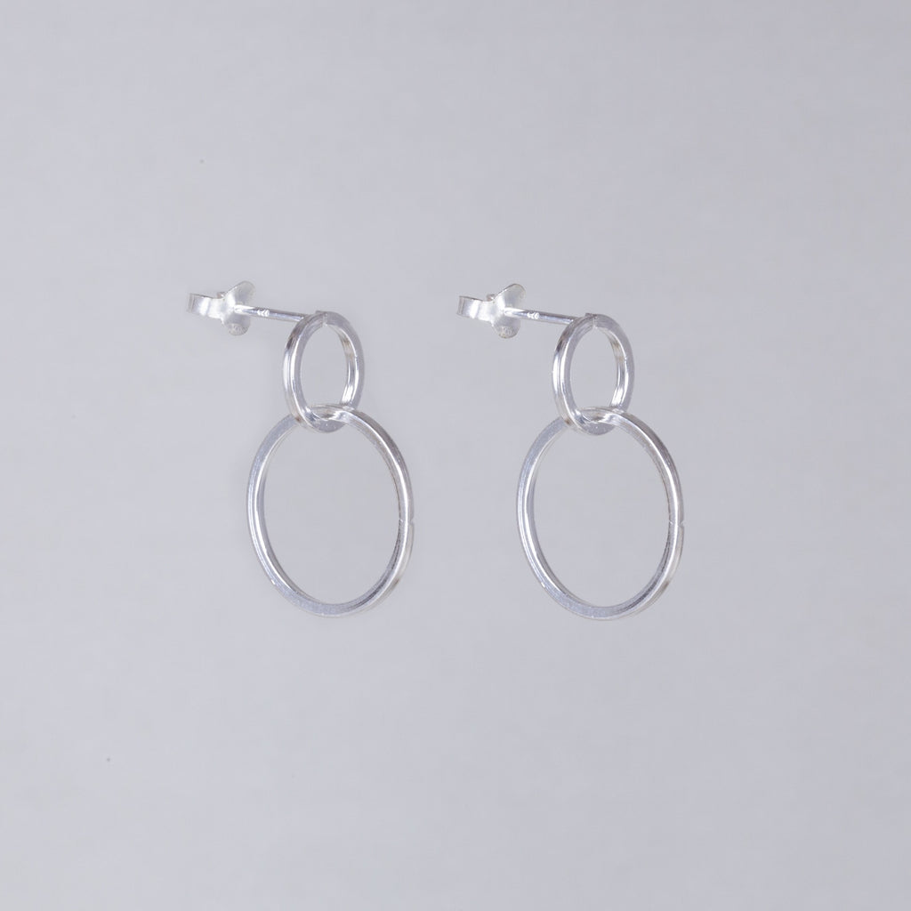 Double Circle Drop Stud Earrings