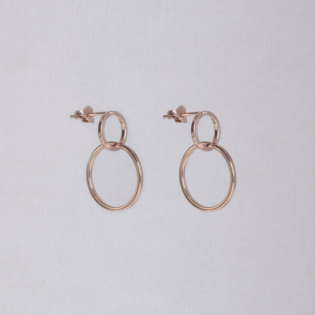 Double Circle Drop Stud Earrings