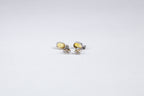 Vintage White Gold Earrings with Diamond and Yellow Sapphire