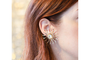 Gold Sun Clip-on Earrings