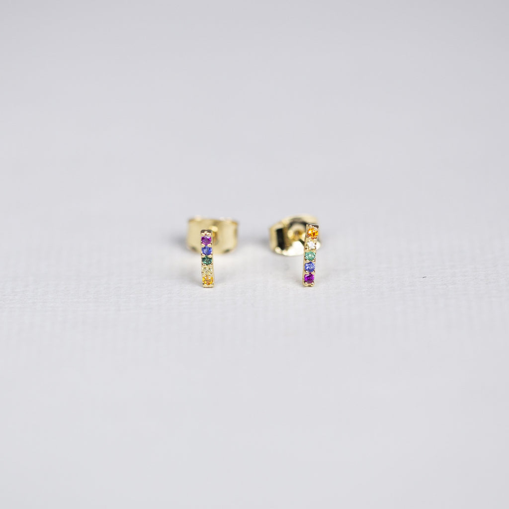 Rainbow Bar Stud Earrings