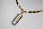 Vintage Gold and Black Enamel Necklace